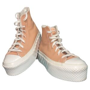CONVERSE Chuck Taylor All Star 2X Platform High "Cozy Sherpa/Vachetta Beige" 7.5